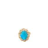 18k Yellow Gold .30ct F VS2 Round Diamond / Oval Turquois Vintage Ring 12x10mm